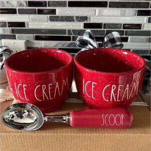 Rae Dunn Red Ice Cream Set